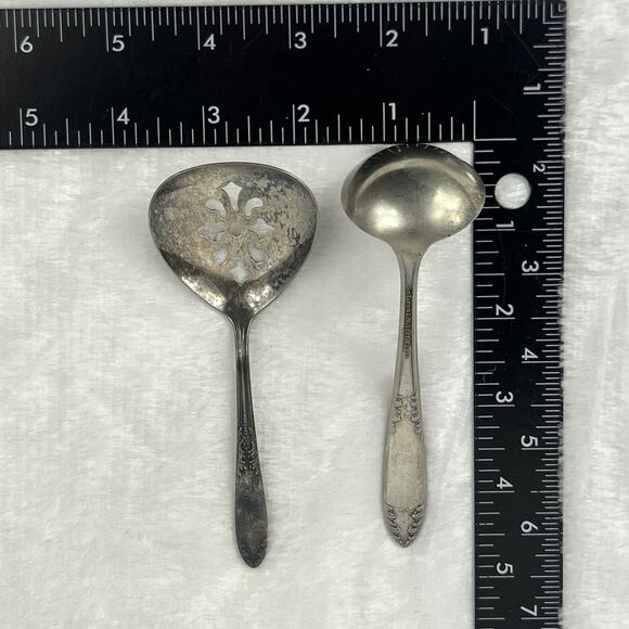 Vintage National Silver Plate Hostess Set Slotted & Gravy Ladles Ornate 3 Pc - Picture 8 of 9